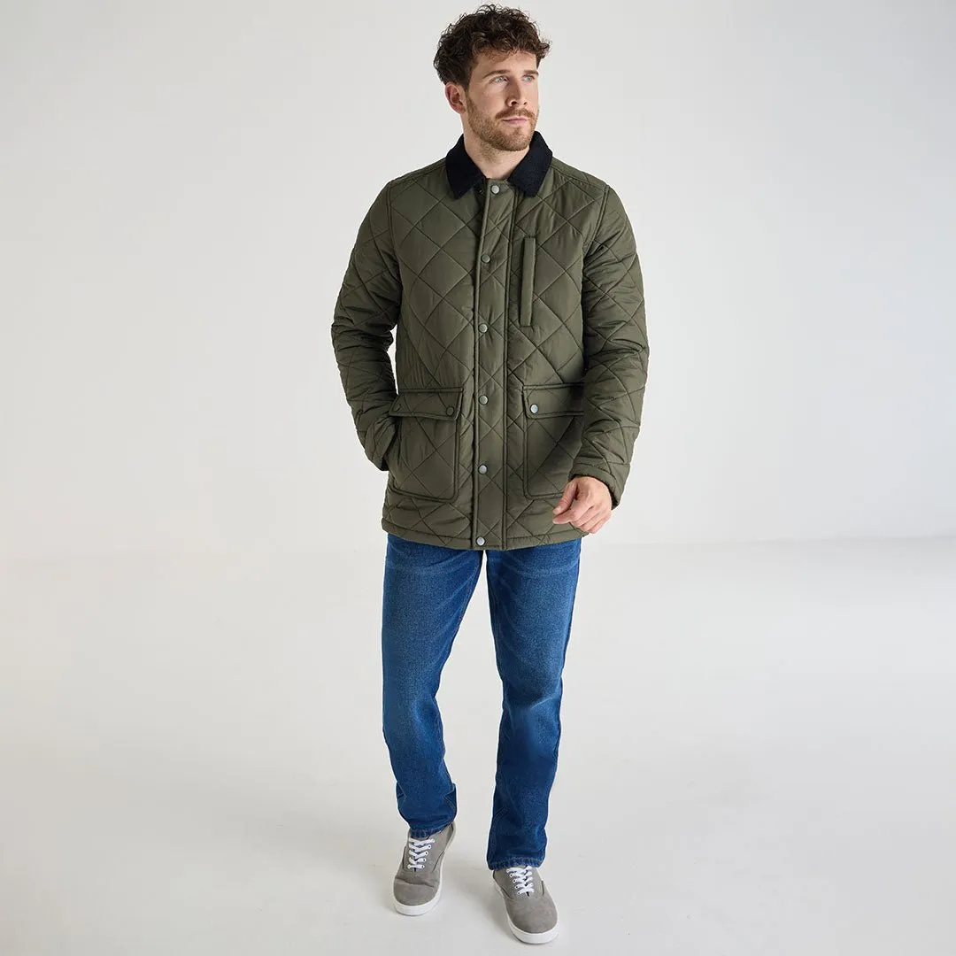 Mens Khaki Quilted Coat