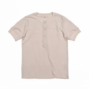 Men's Vintage Henley Collar T-shirt with Short Sleeves and Ribbed Cuffs