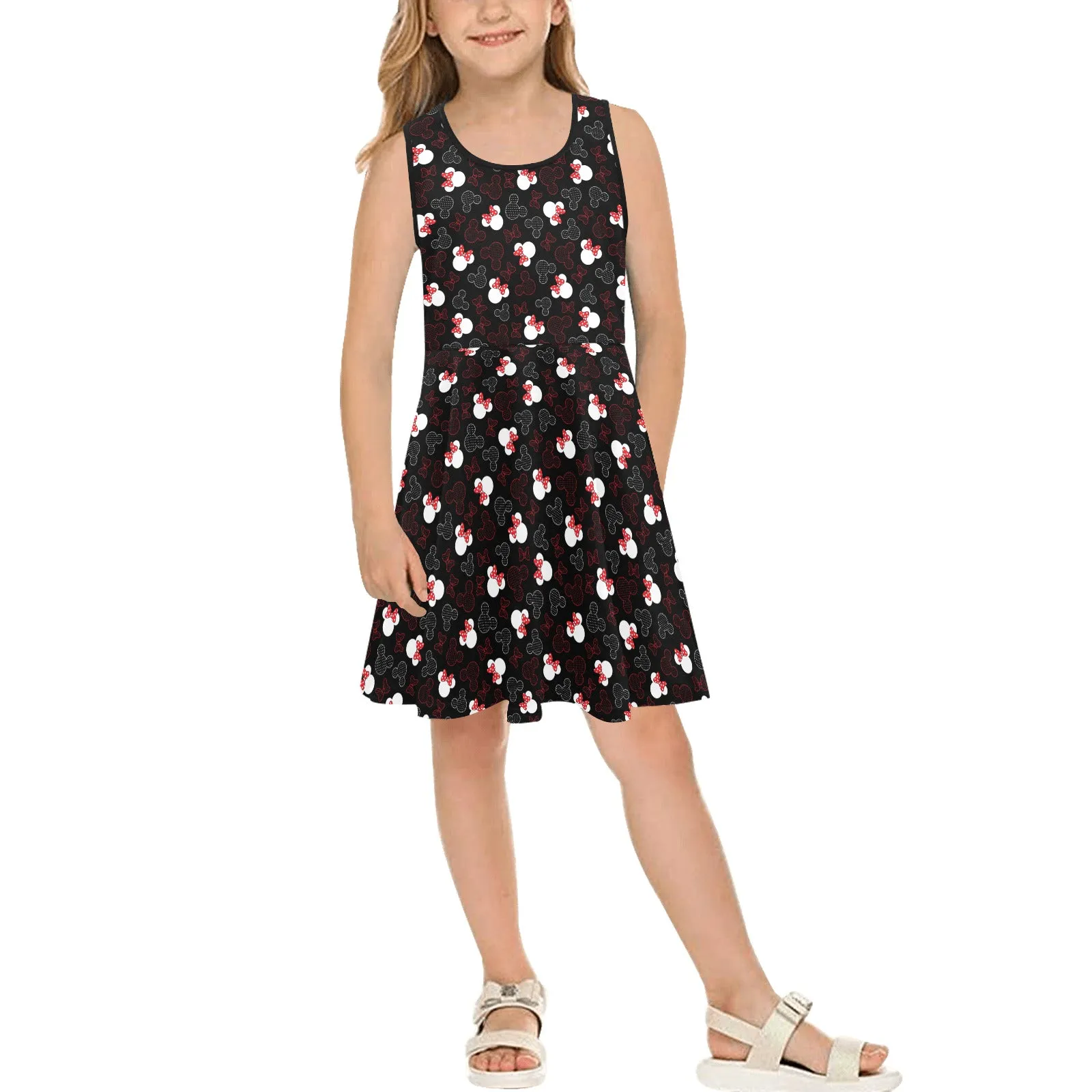 Mickey And Minnie Dots Girls' Sleeveless Sundress