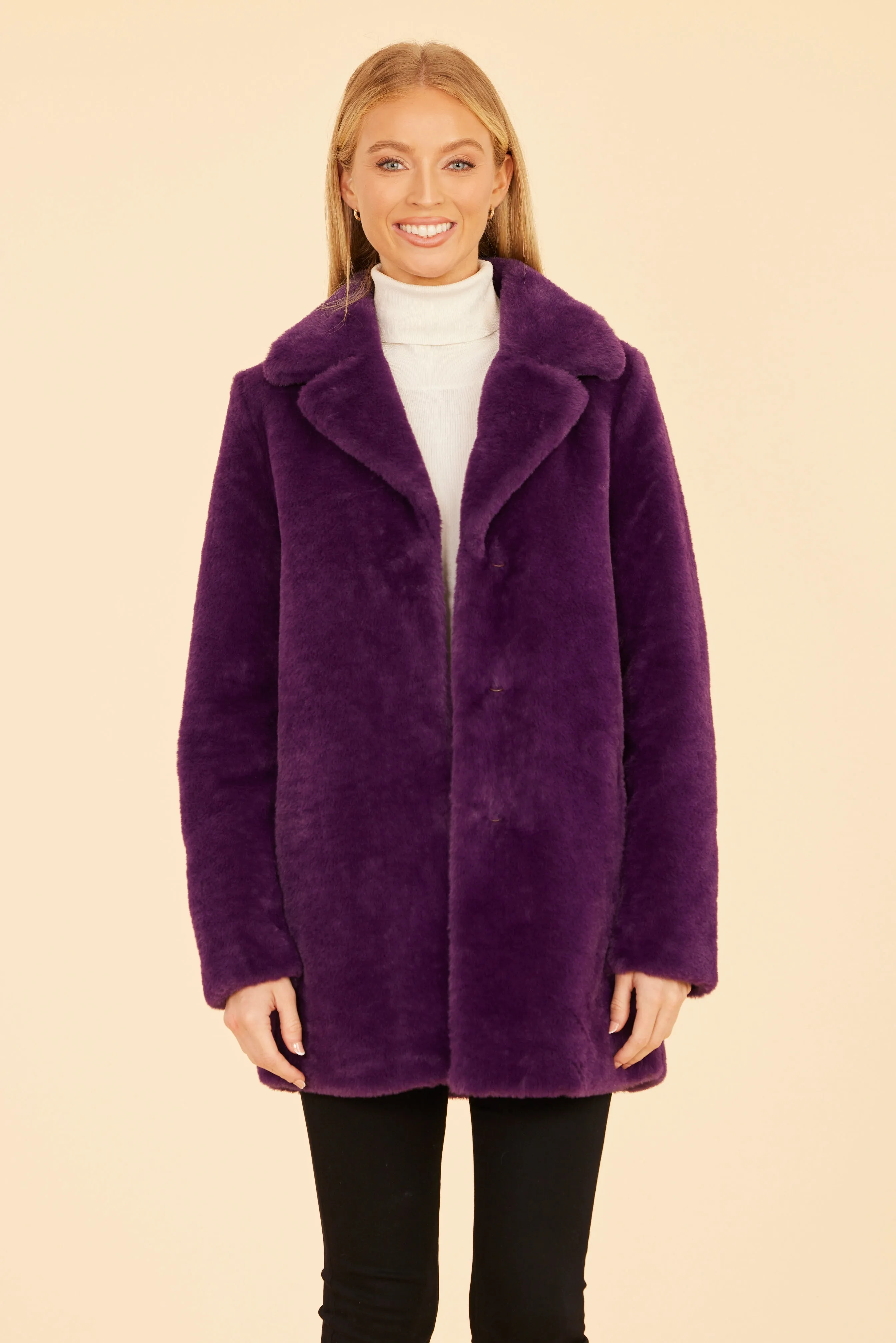 Mid-Length Faux Fur Coat