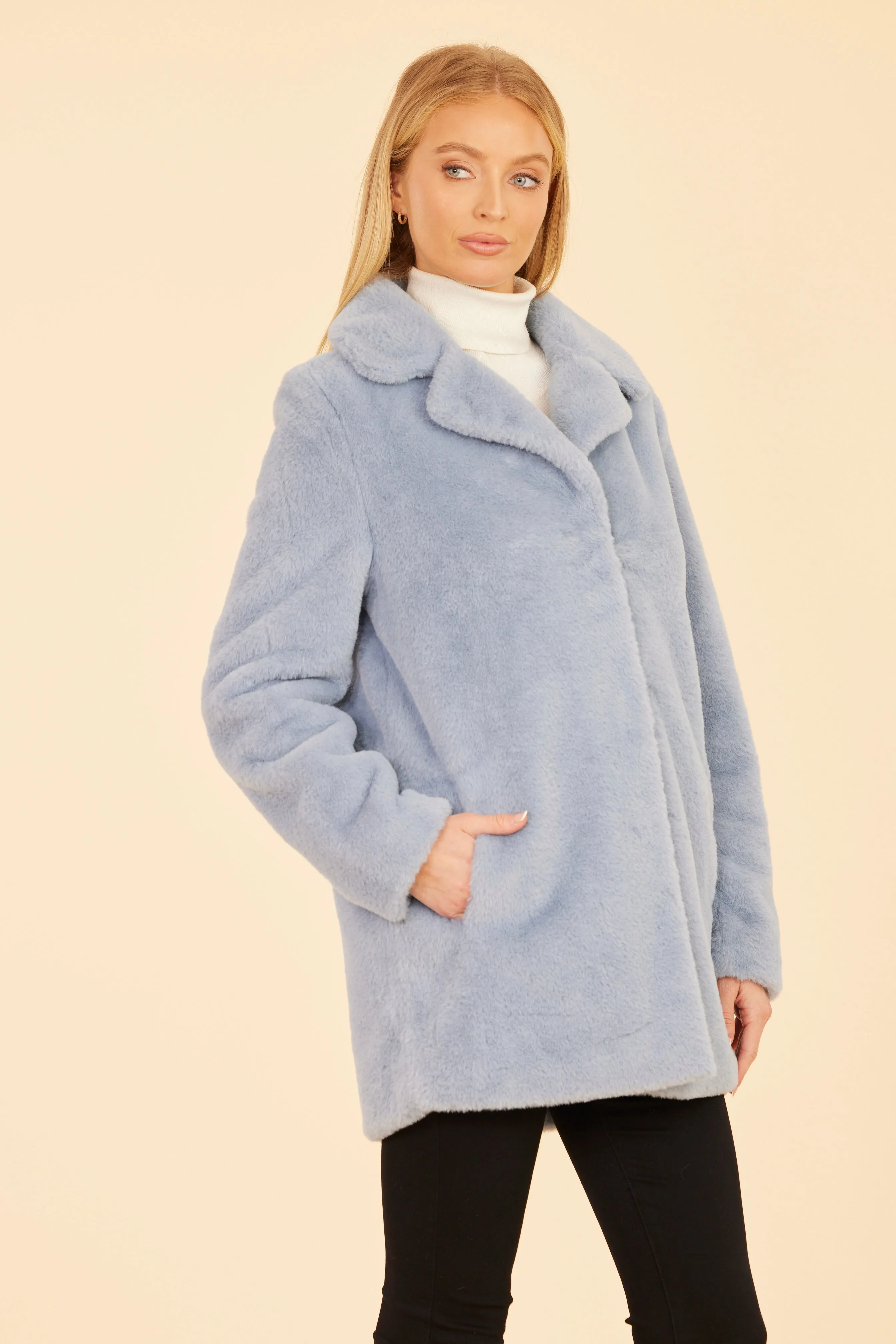 Mid-Length Faux Fur Coat