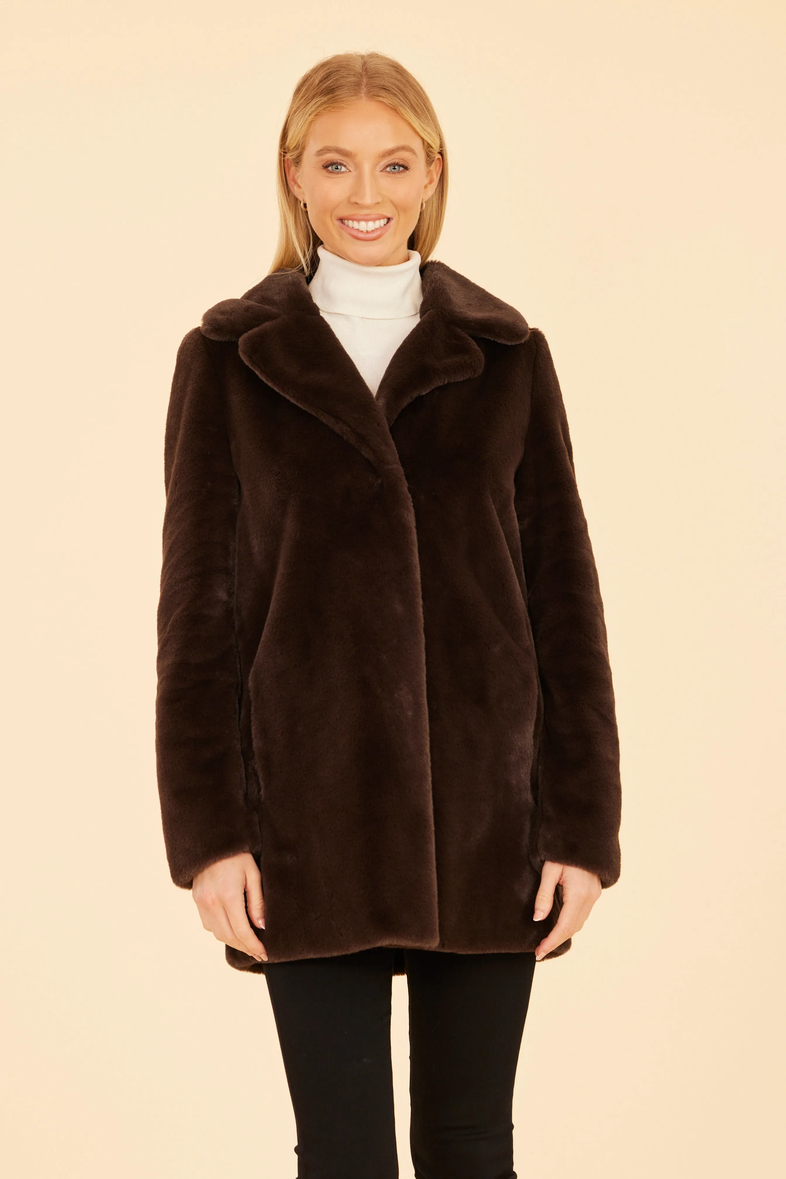 Mid-Length Faux Fur Coat