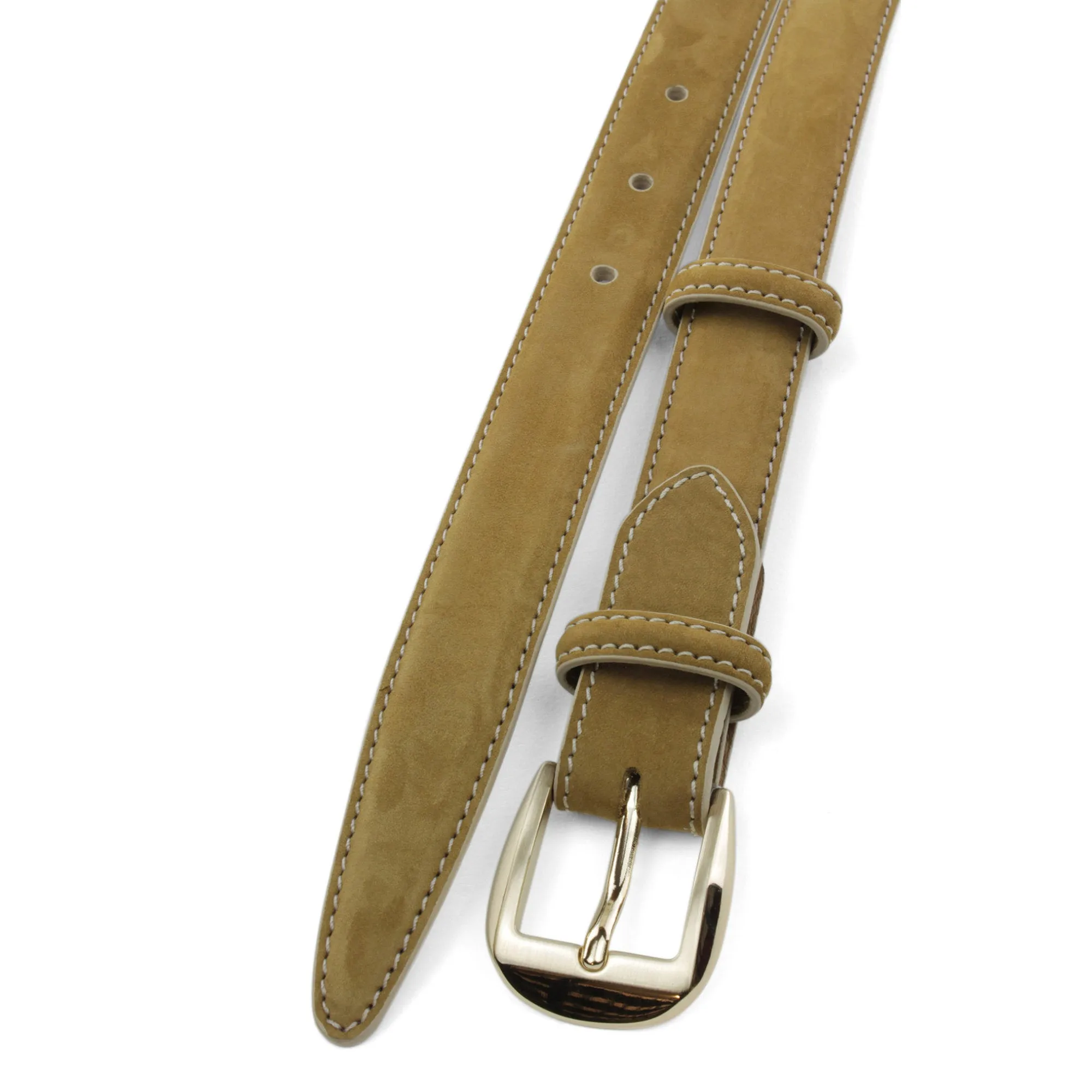 Mid Tan Nubuck Skinny Belt