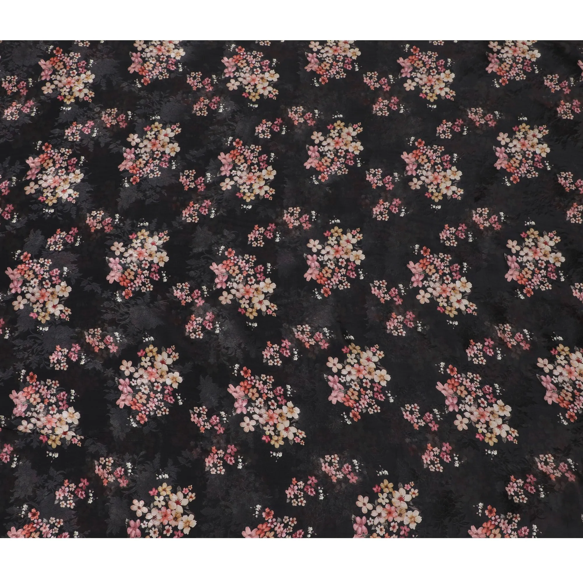 Midnight Sakura Viscose Crepe Fabric, 110cm Wide â€“ Ethereal Floral Delicacy-D18399