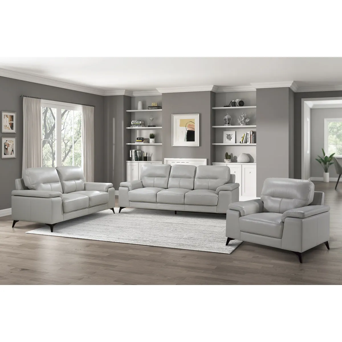 Modern Leather Love Seat with Plush Seating