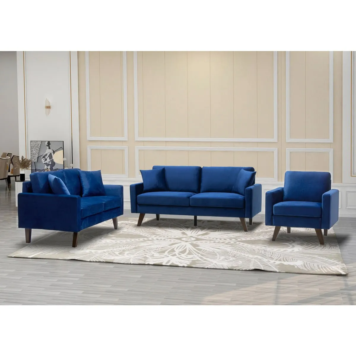 Modern Style Blue Velvet Sofa