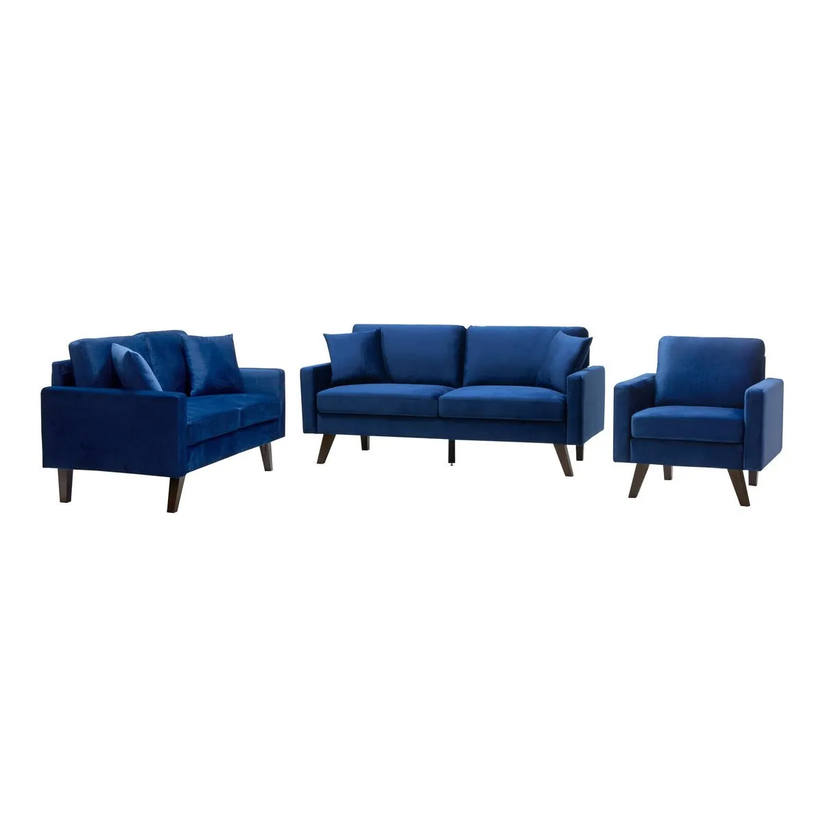 Modern Style Blue Velvet Sofa