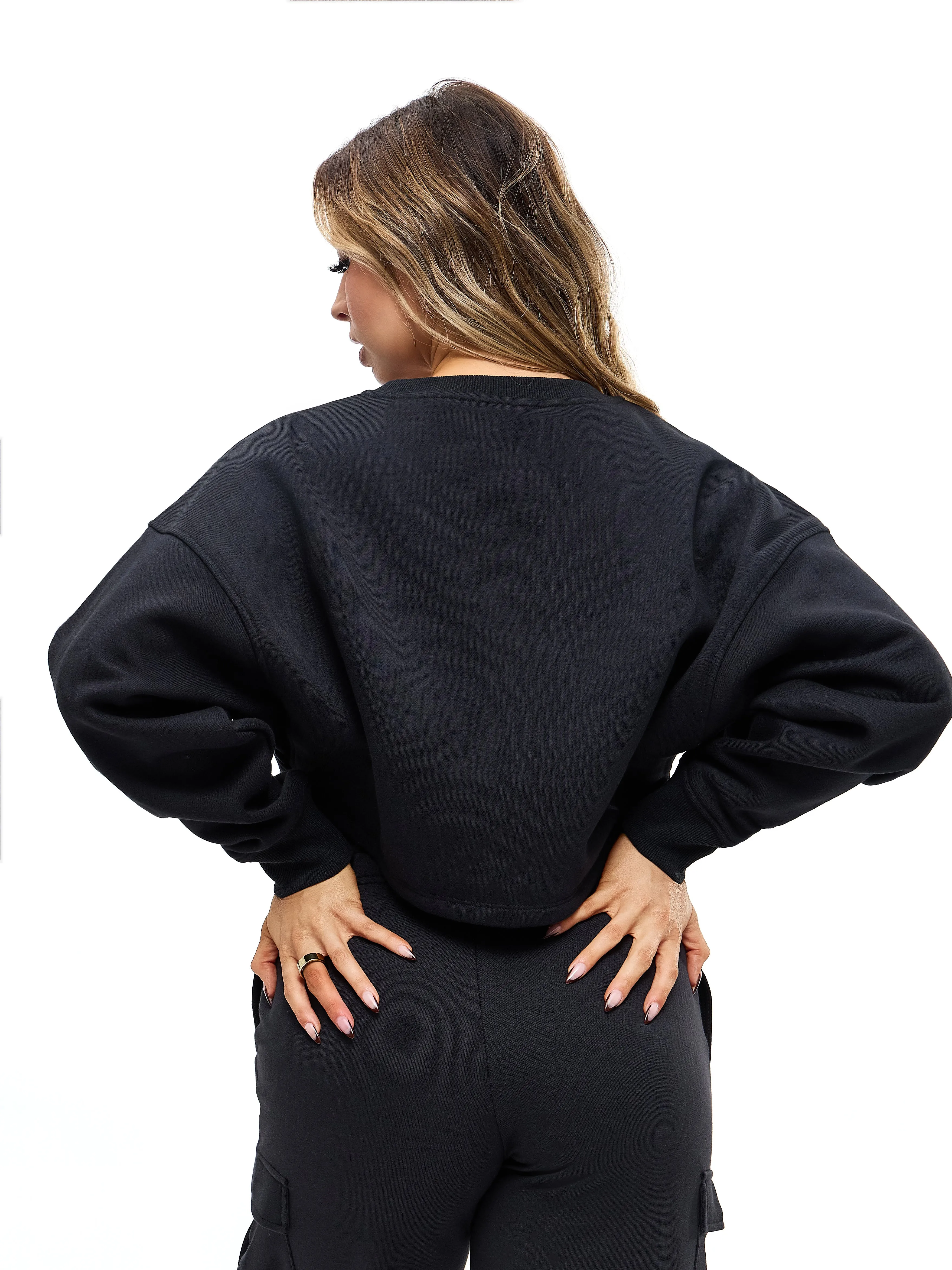 Moves Fleece Crop Pullover - Onyx Black