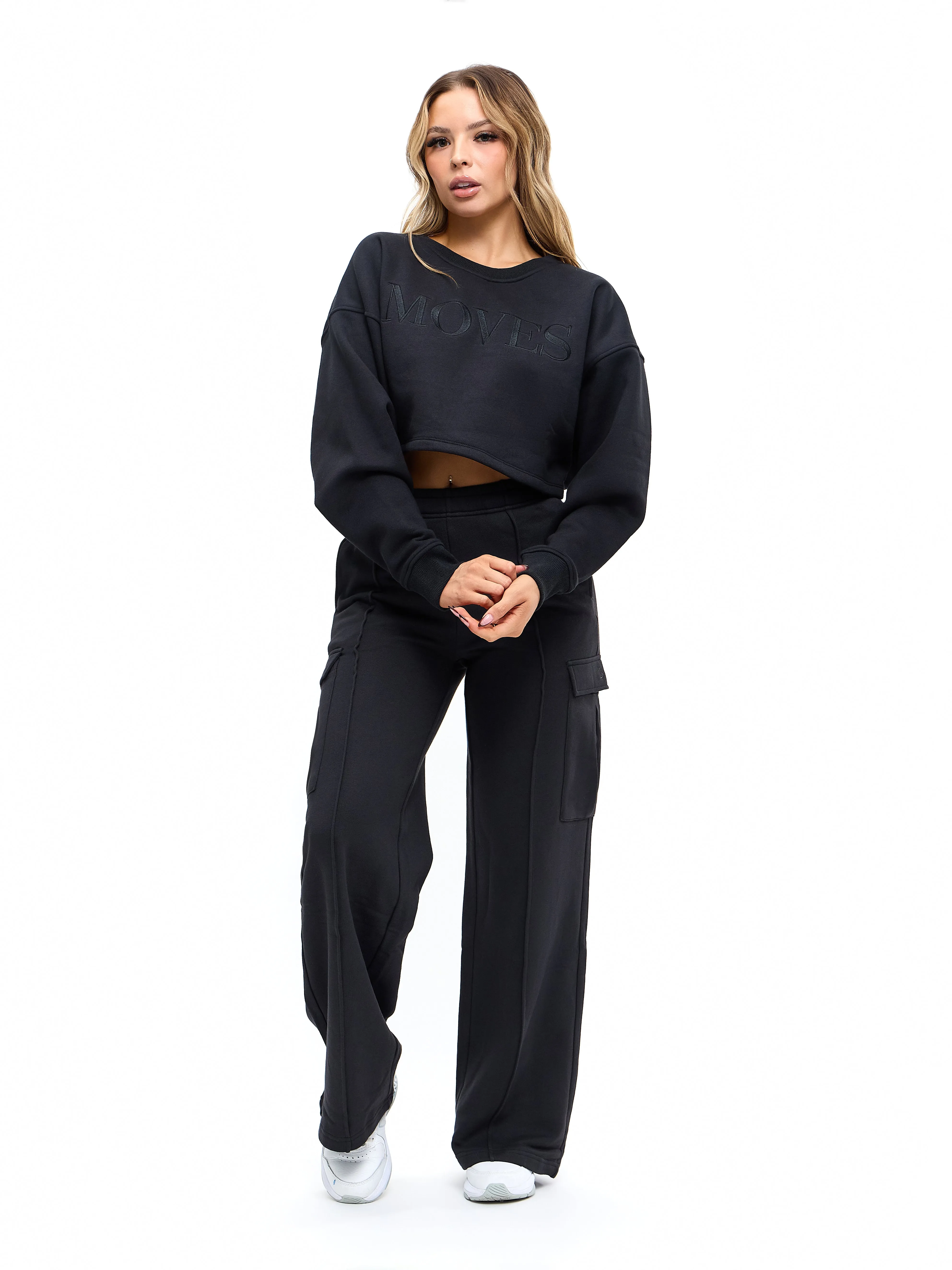 Moves Fleece Crop Pullover - Onyx Black