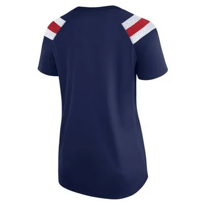 New - NFL New England Patriots Women's Authentic Mesh Short Sleeve Lace Up V-Neck Fashion Jersey - S