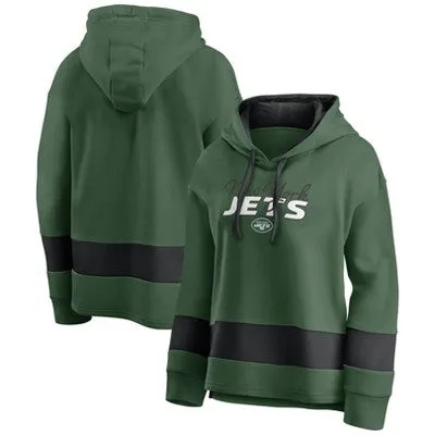 New - NFL New York Jets Women's Halftime Adjustment Long Sleeve Fleece Hooded Sweatshirt - L