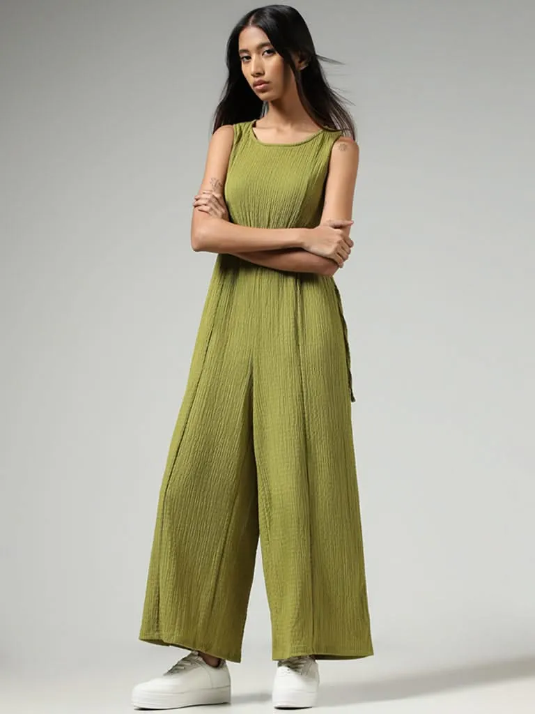 Nuon Lime Green Crepe Jumpsuit