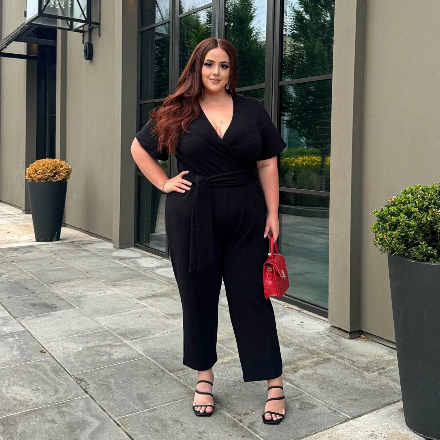 Ottoman Wrap Jumpsuit - Black