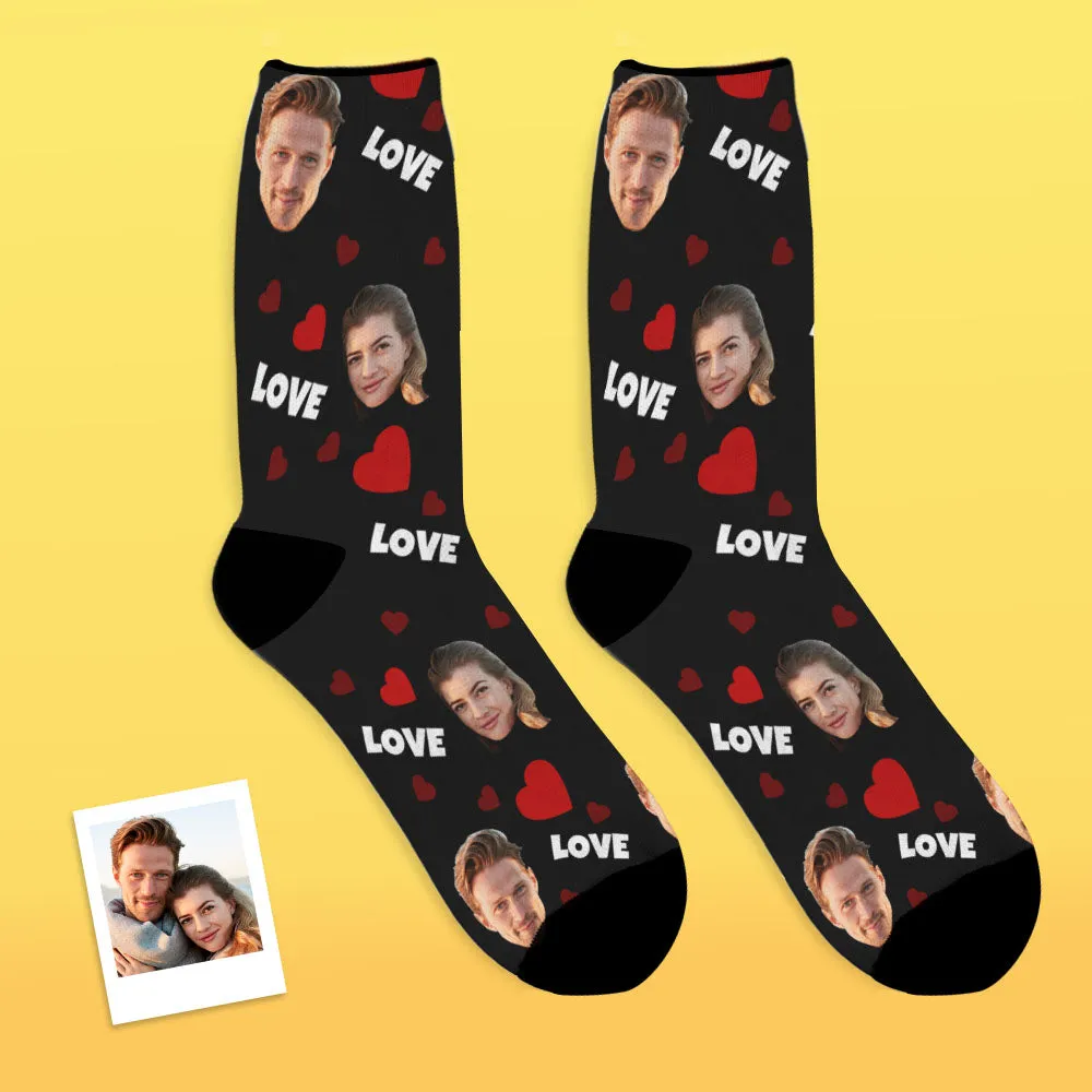 Personalized Custom Face Photo Socks with Love and Hearts