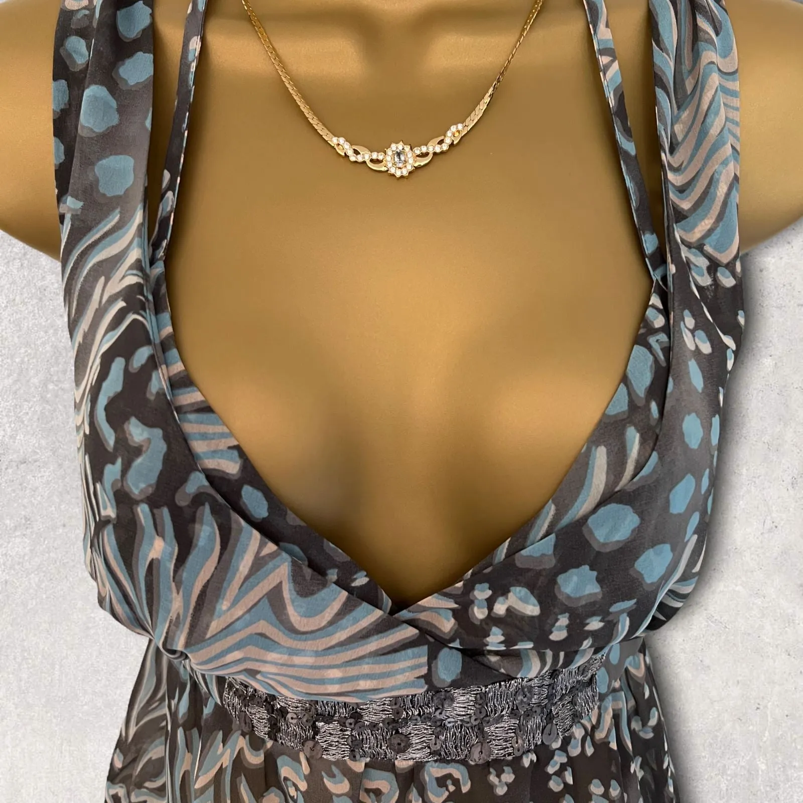 Phard Blue & Grey Chiffon Cami Top Size M Approx UK 8/10  US 4/6 EU 36/38 BNWT