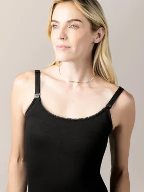 Picot Trim Nursing Camisole | Black