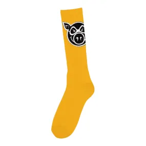 Pig Head Tall Socks Socks Gold