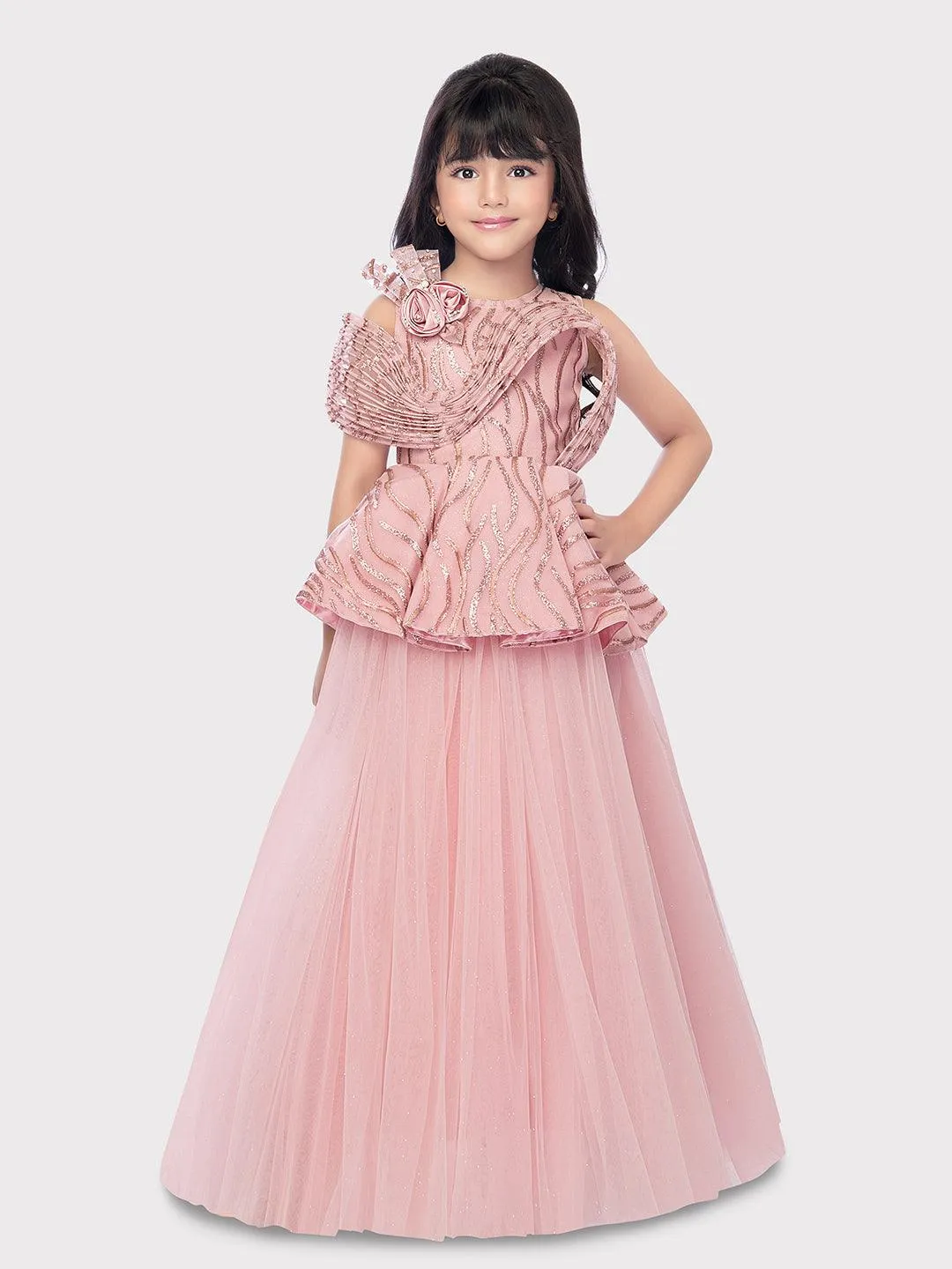 Pink Coloured Wire Style Trendy Gown For Girls / Party Wear Dresses Online