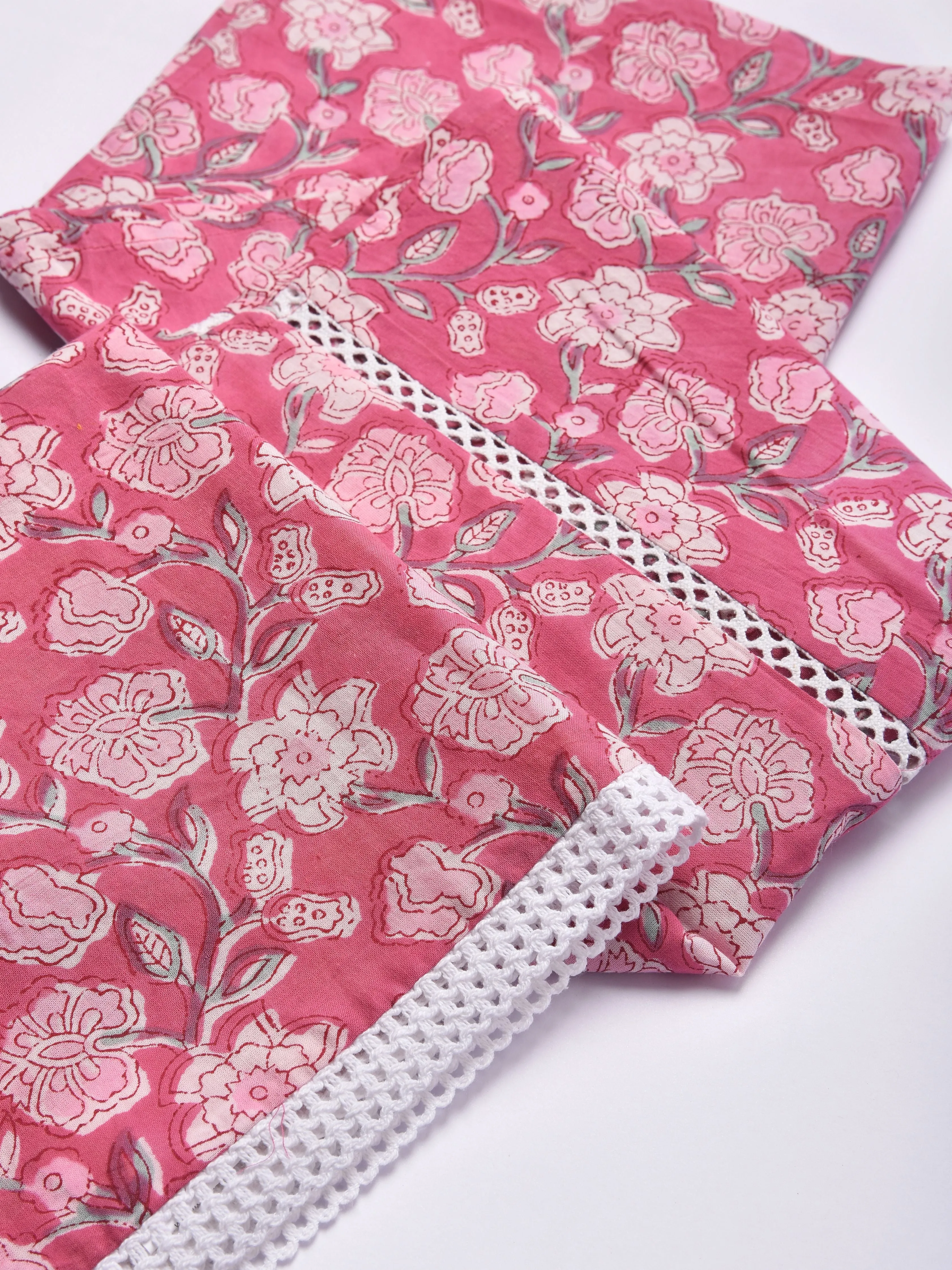 Pink Overall Block Print Cotton Stole