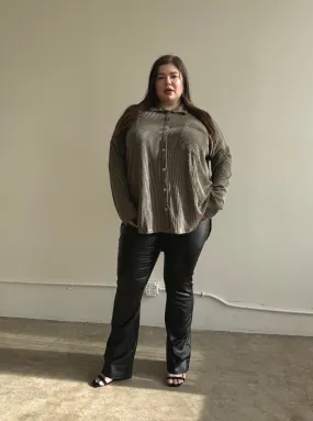 Plus Size Faux Leather Flare Pants