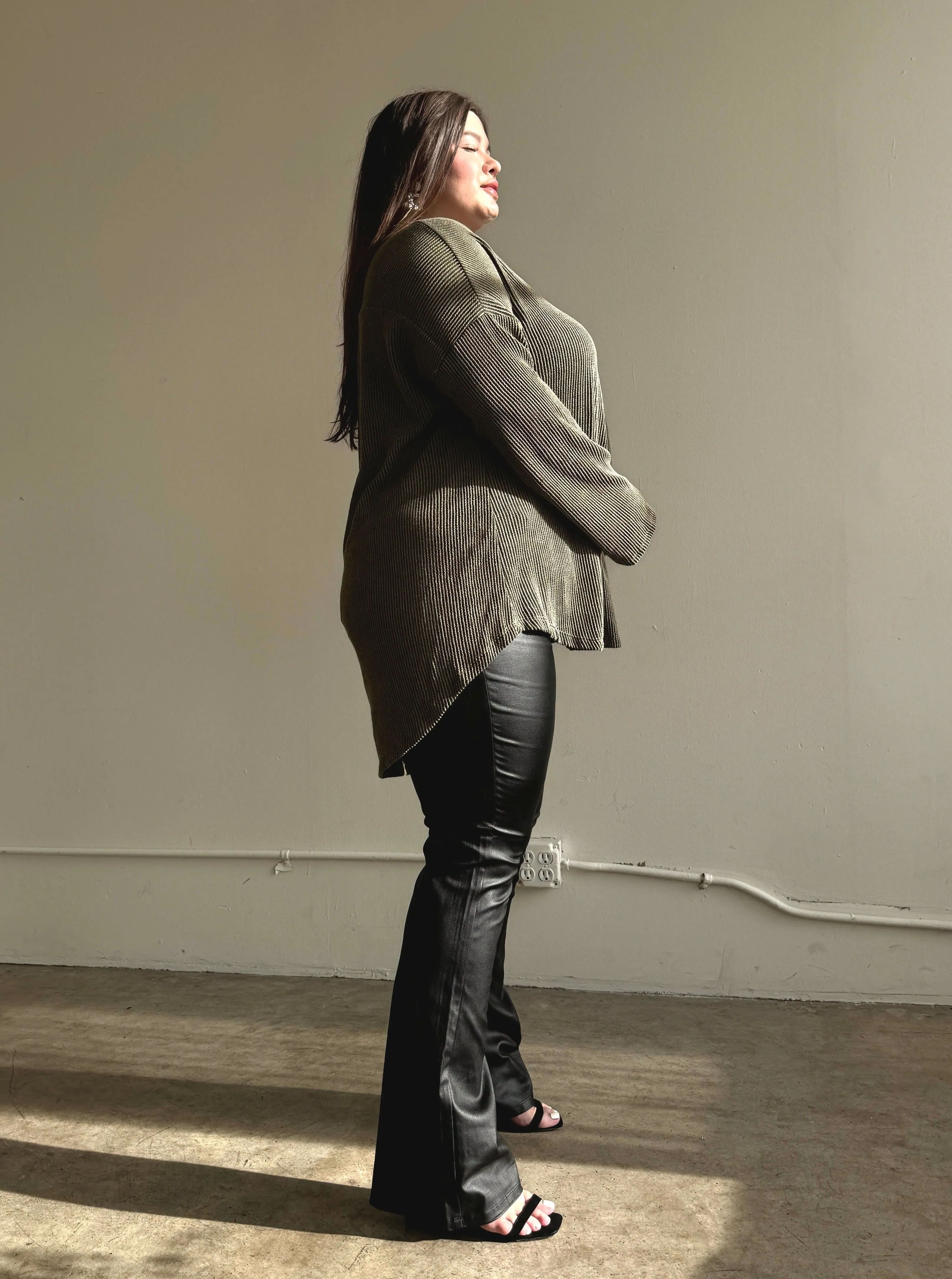 Plus Size Faux Leather Flare Pants