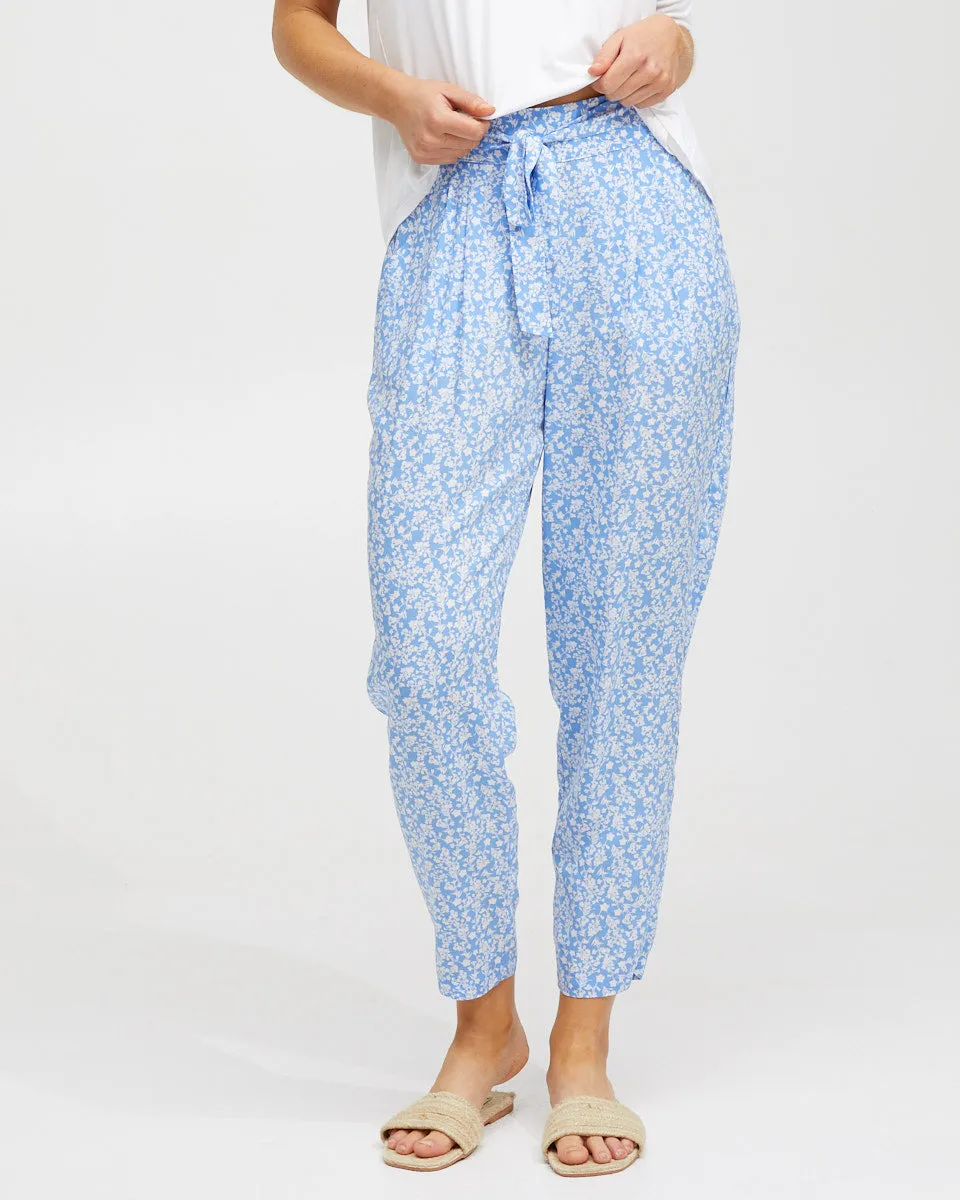 Post Pregnancy Lounge Pants - Blue Floral