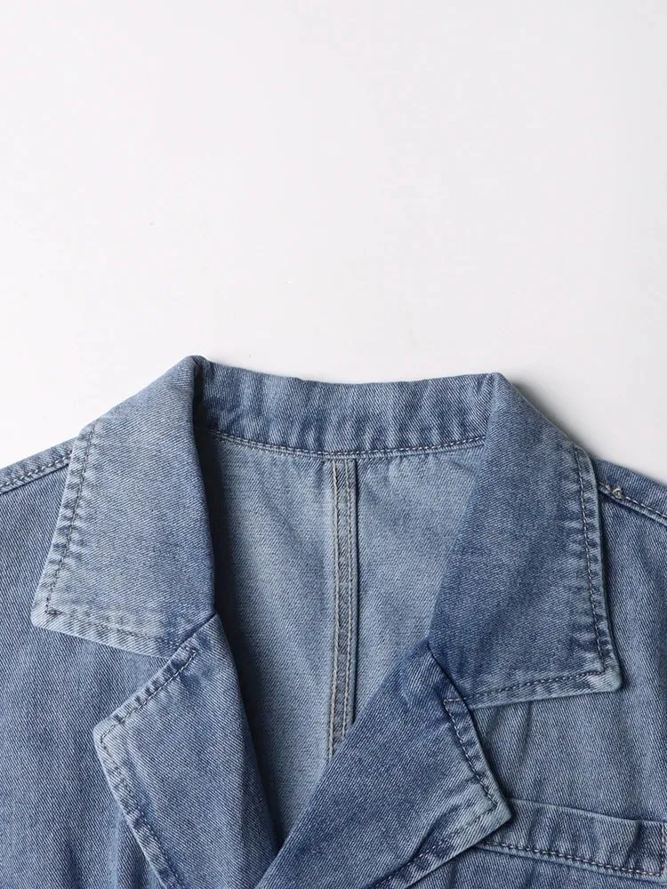 Pre Order:  Knit Sleeves Cropped Denim Jacket