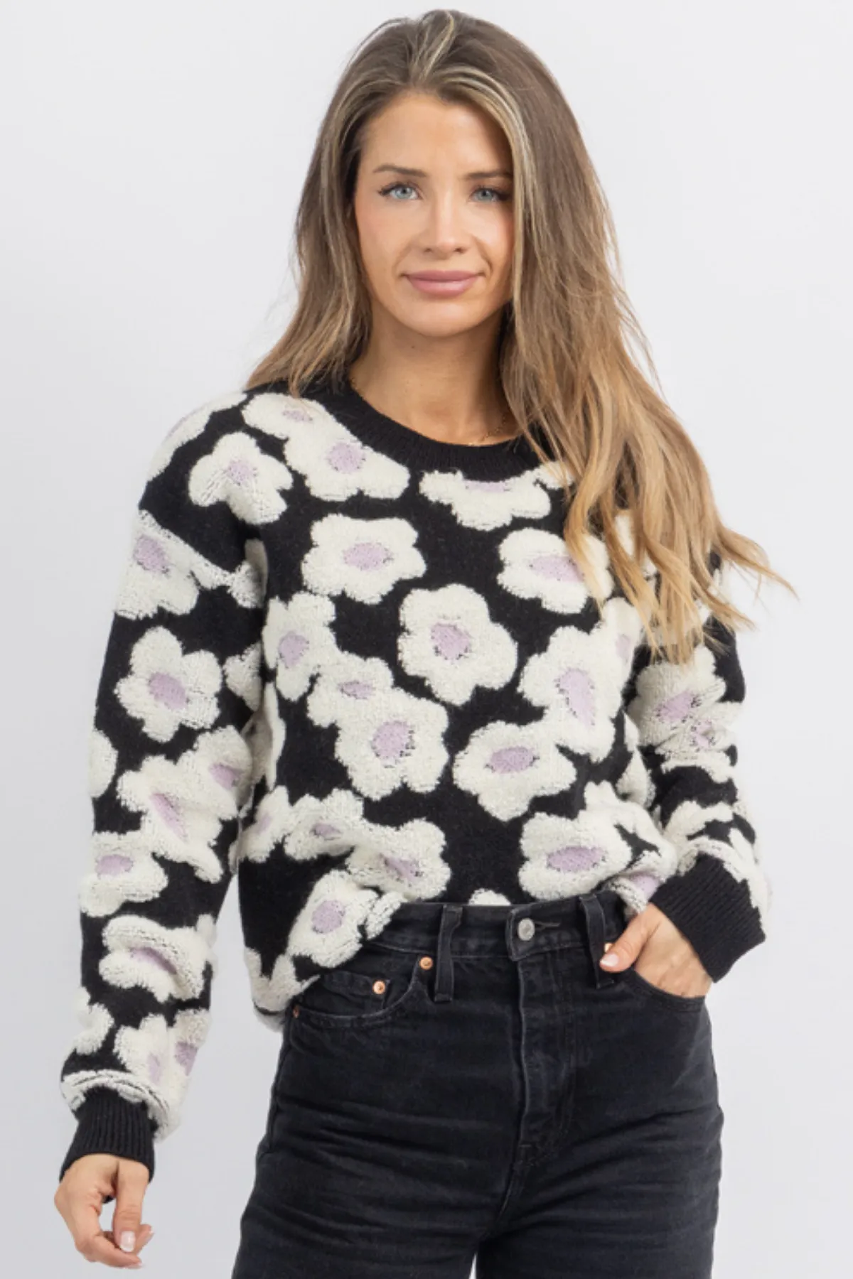 PROVINCETOWN BLACK FLORAL SWEATER