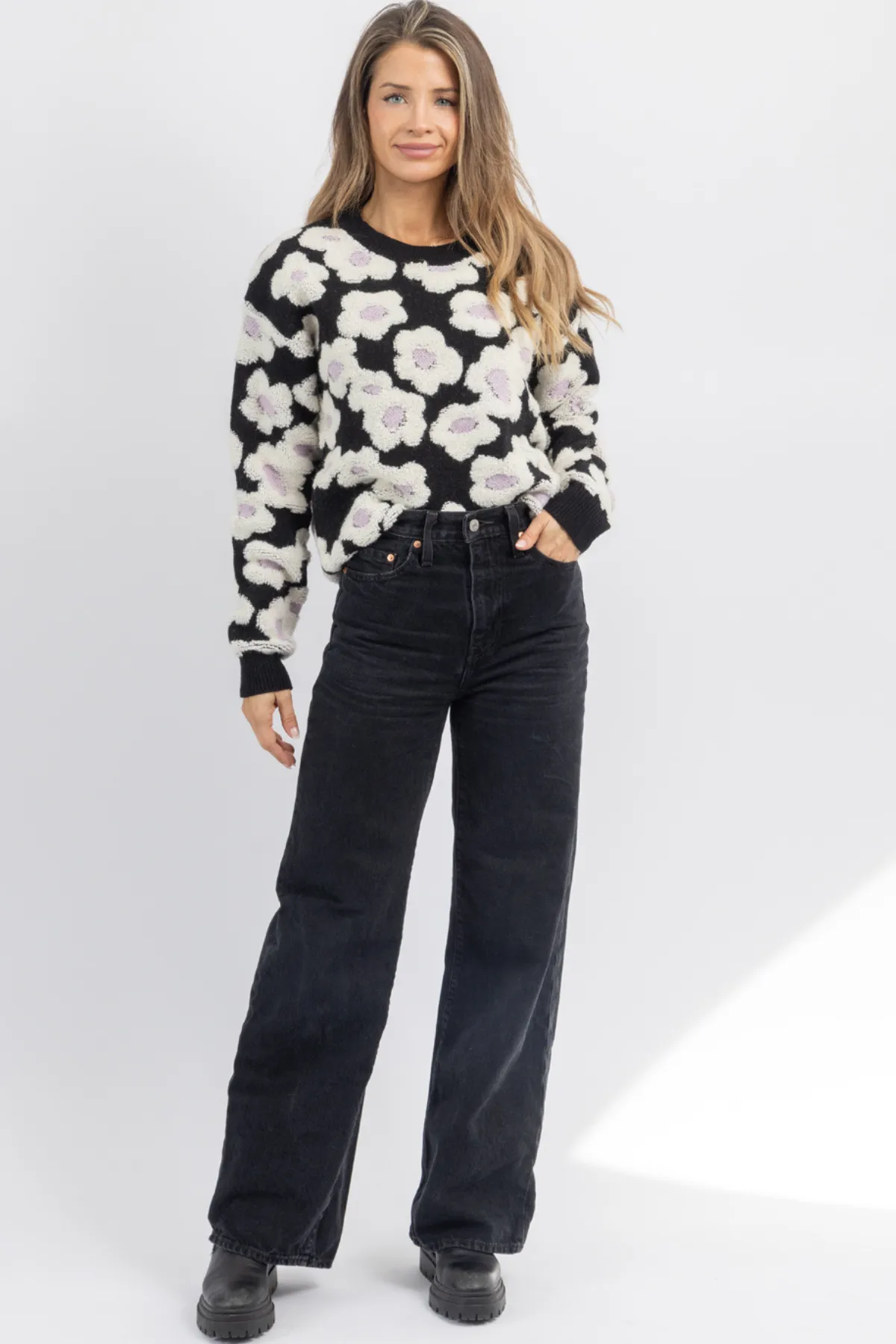 PROVINCETOWN BLACK FLORAL SWEATER