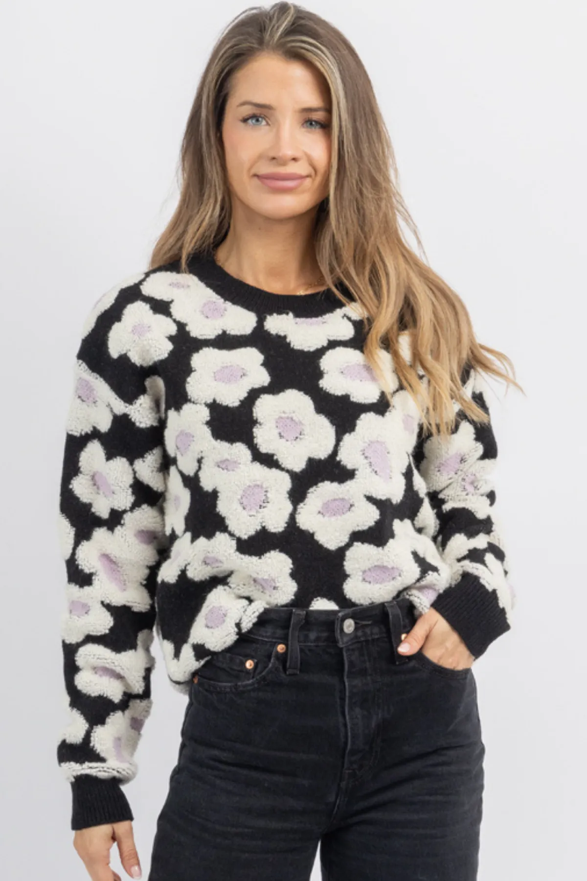 PROVINCETOWN BLACK FLORAL SWEATER