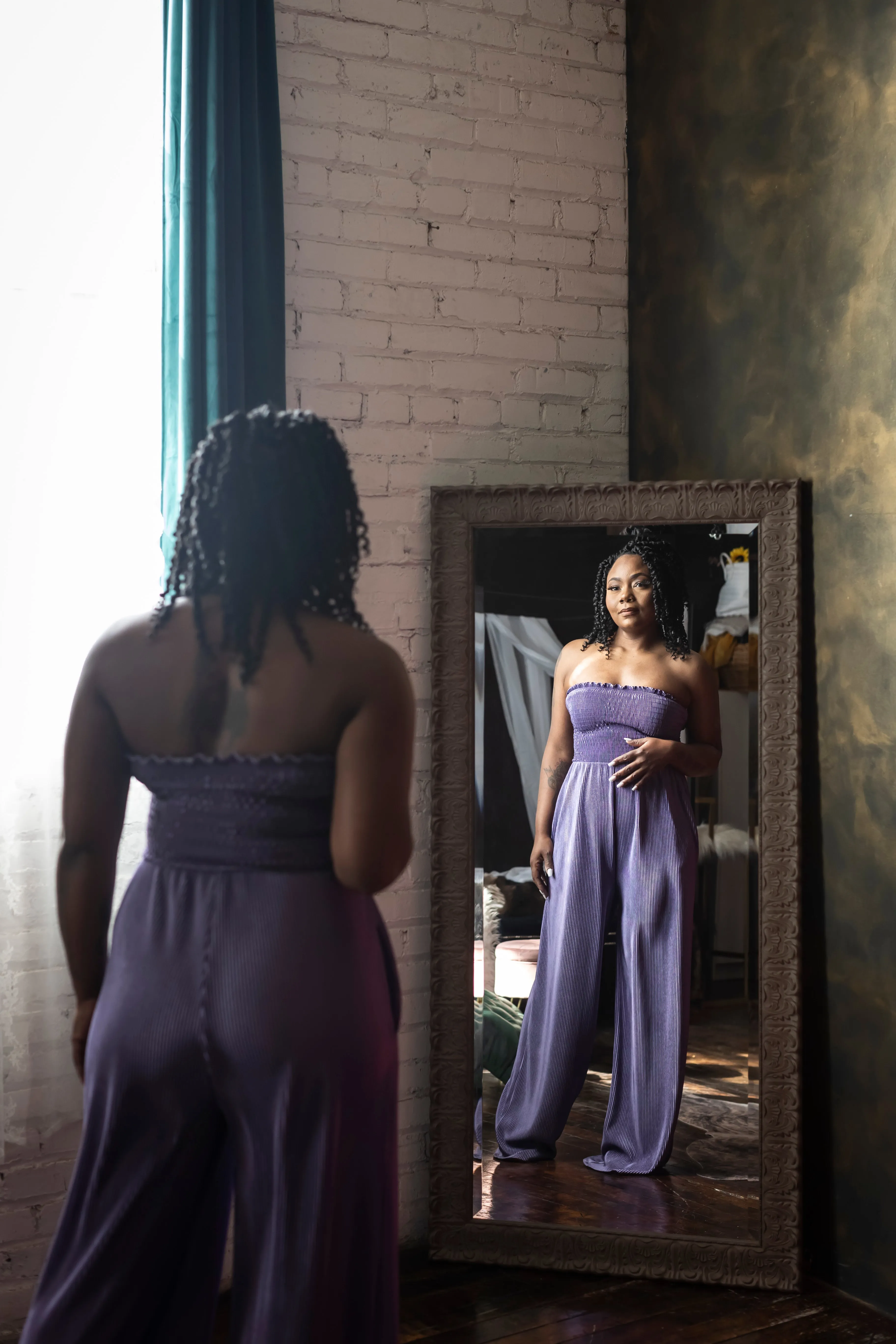 Purple Strapless Jumpsuit