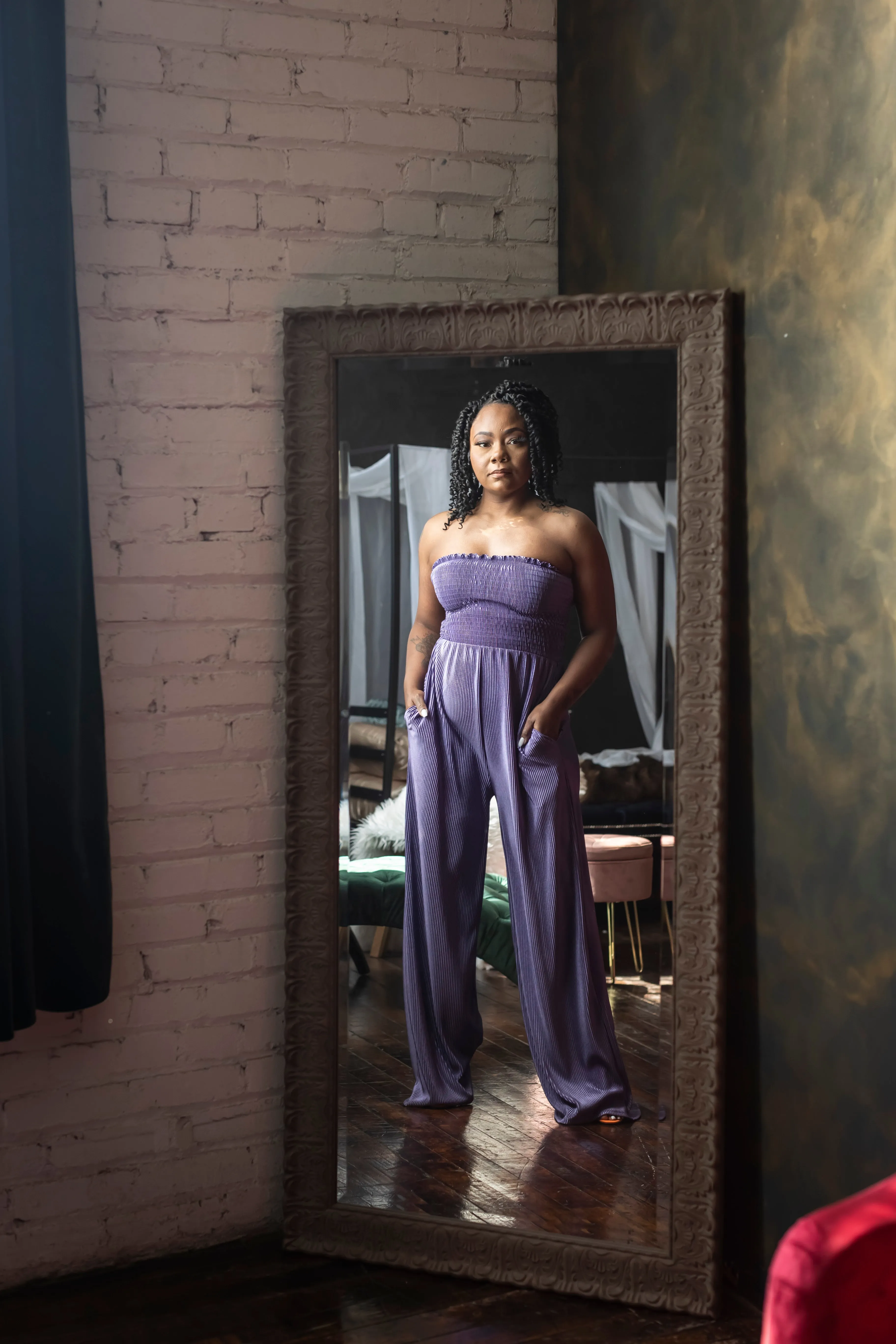 Purple Strapless Jumpsuit