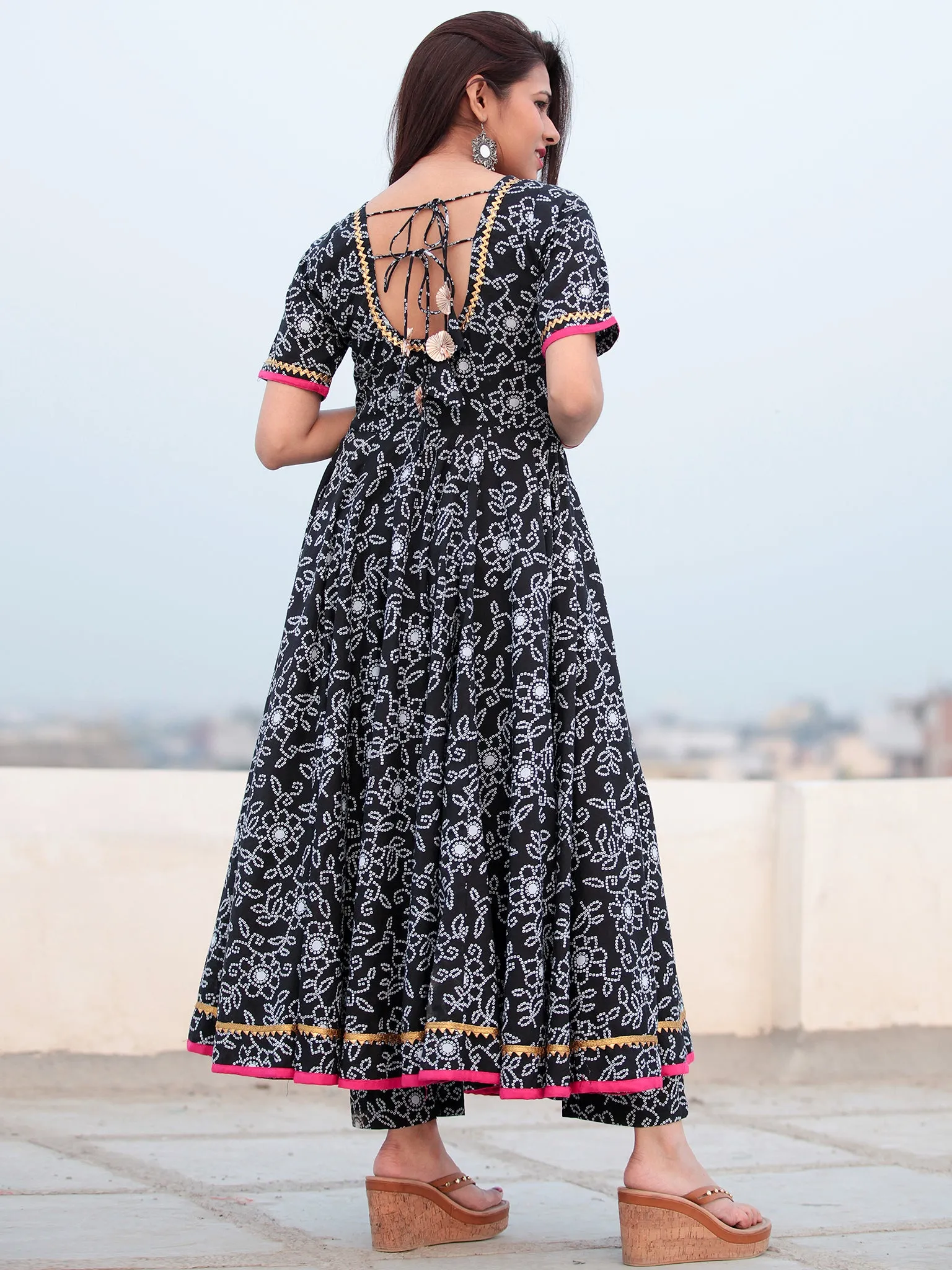 Raas Faeezah - Set of Flared Bandhini Printed Kurta & Pants  - KS87E2287