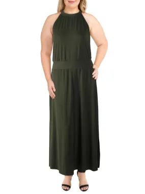 Rachel Roy Women's Avena Halter Side Slits Maxi Dress Green Size X-Large