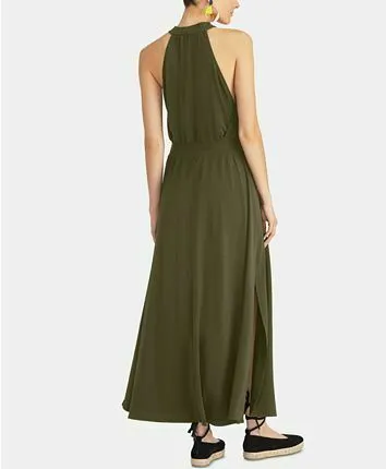 Rachel Roy Women's Avena Halter Side Slits Maxi Dress Green Size X-Large