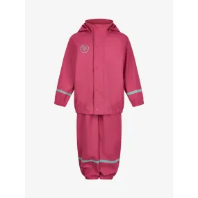 Recycled Rainwear Set with Bibbed Overall - Honeysuckle