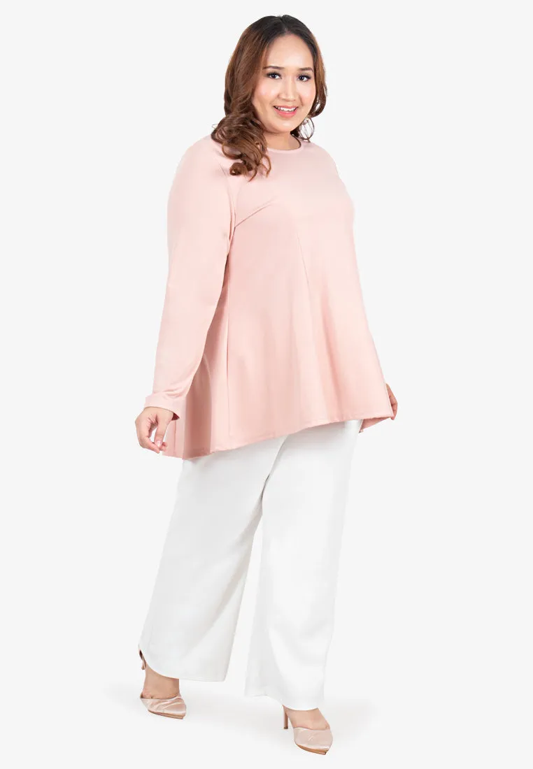 Ribah Demure Flared Top - Soft Pink