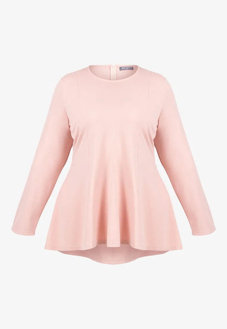 Ribah Demure Flared Top - Soft Pink