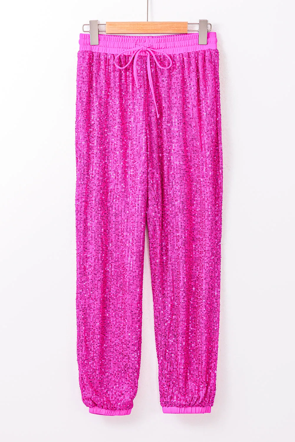 Rose Tie High Waist Sequin Jogger Pants