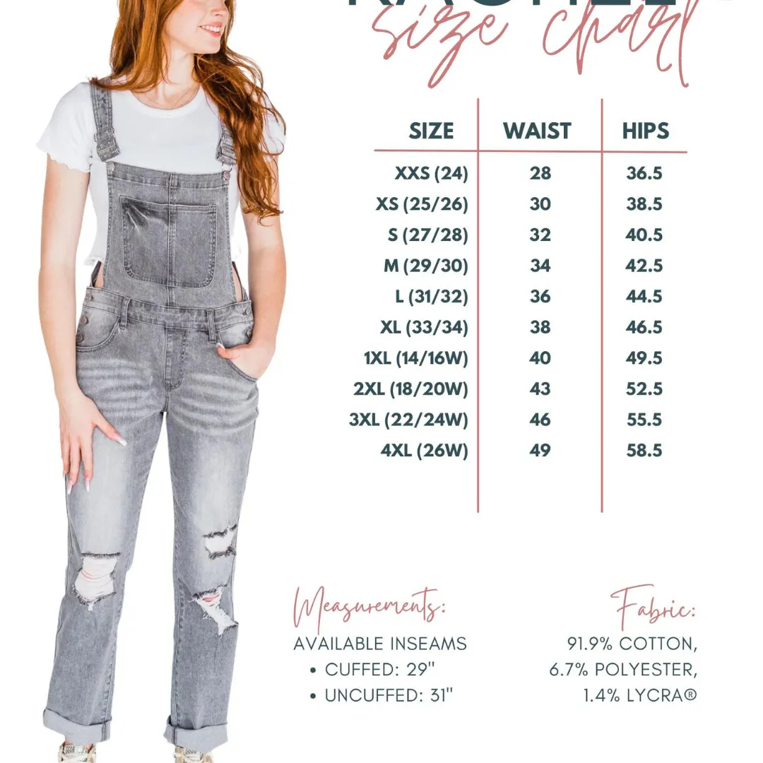 Rubies   Honey Grey Distressed Straight Leg Overalls Pre-Order