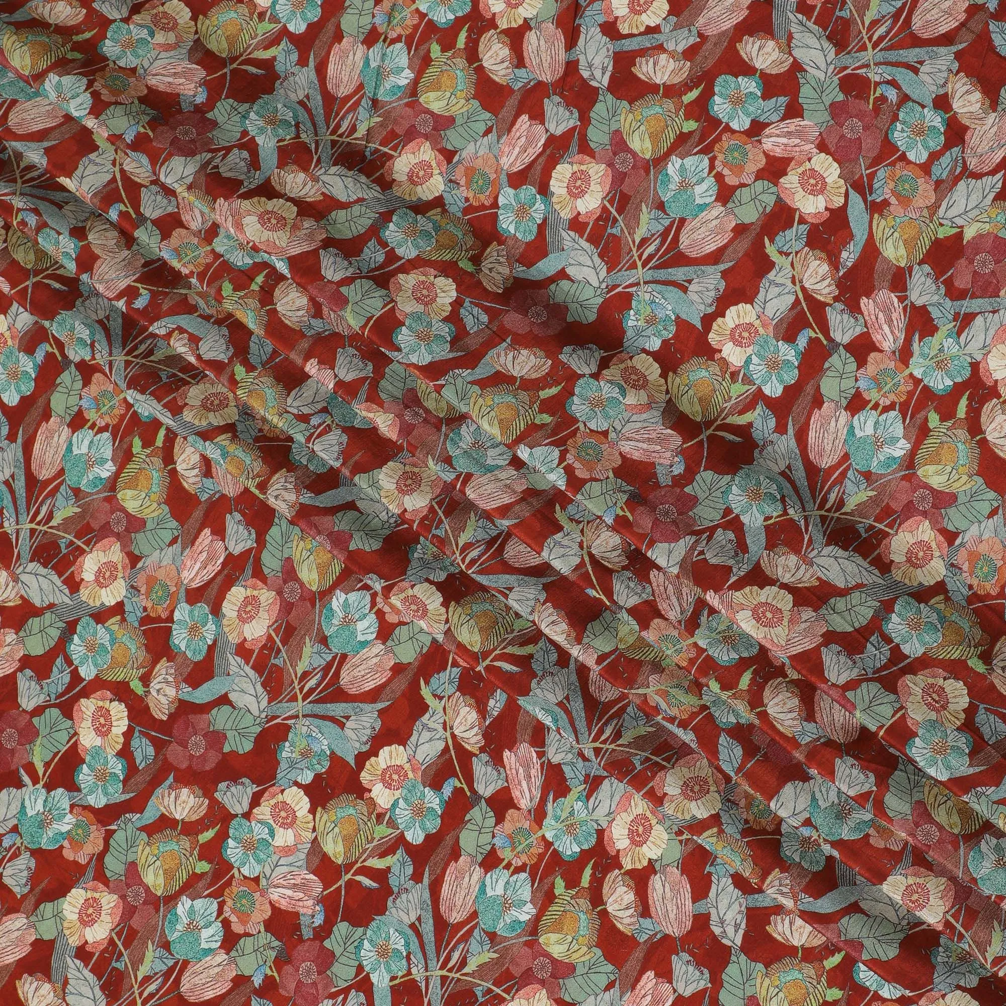 Rustic Charm Viscose Crepe Fabric - 110cm Wide - Floral Elegance for Casual and Formal Wear - Buy Online-D18229