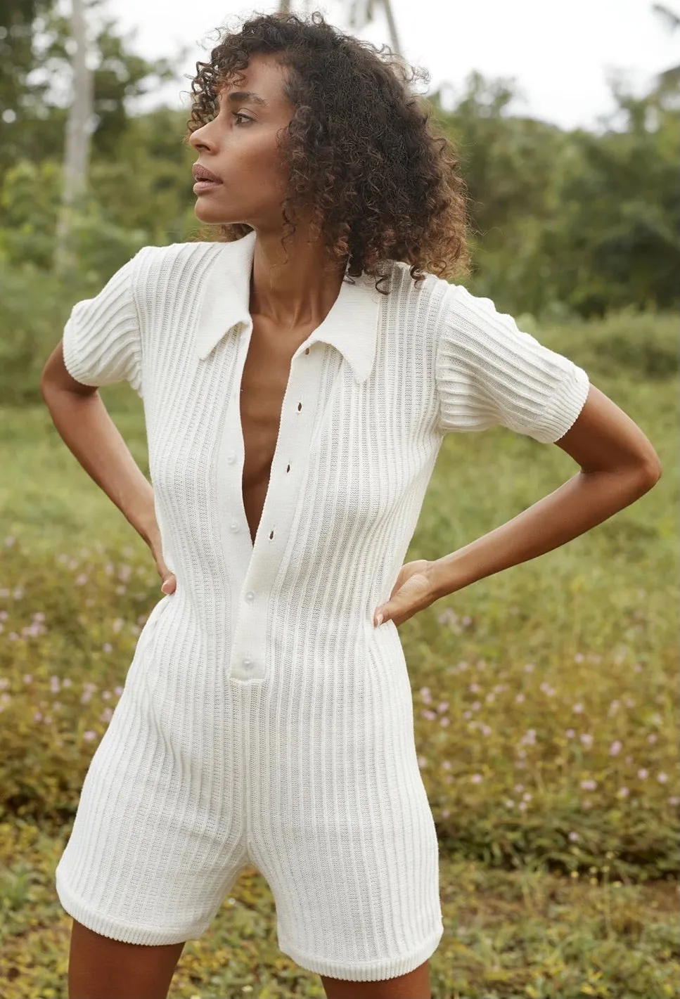 Ryder white knit romper