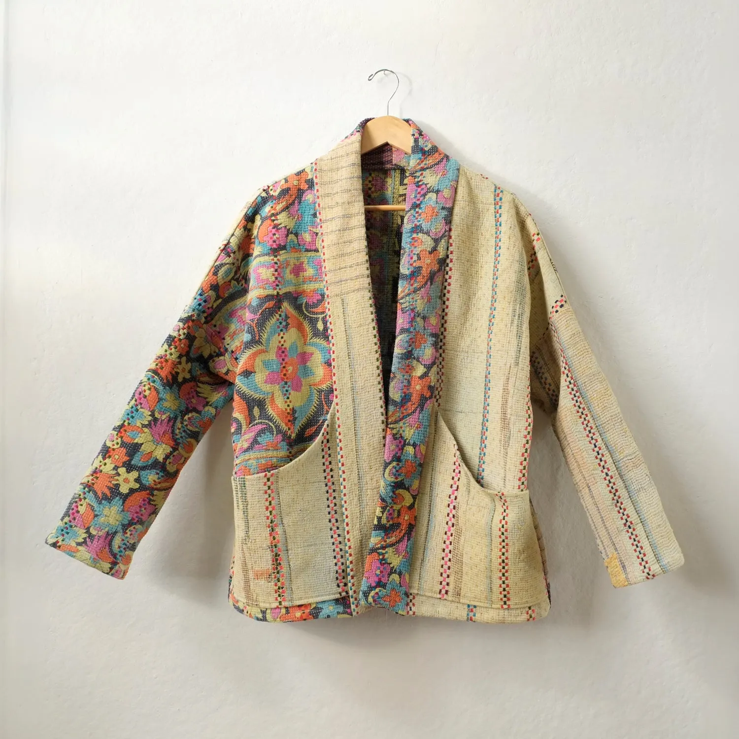 S Pale yellow with magenta florals Anoushka Jacket LM088