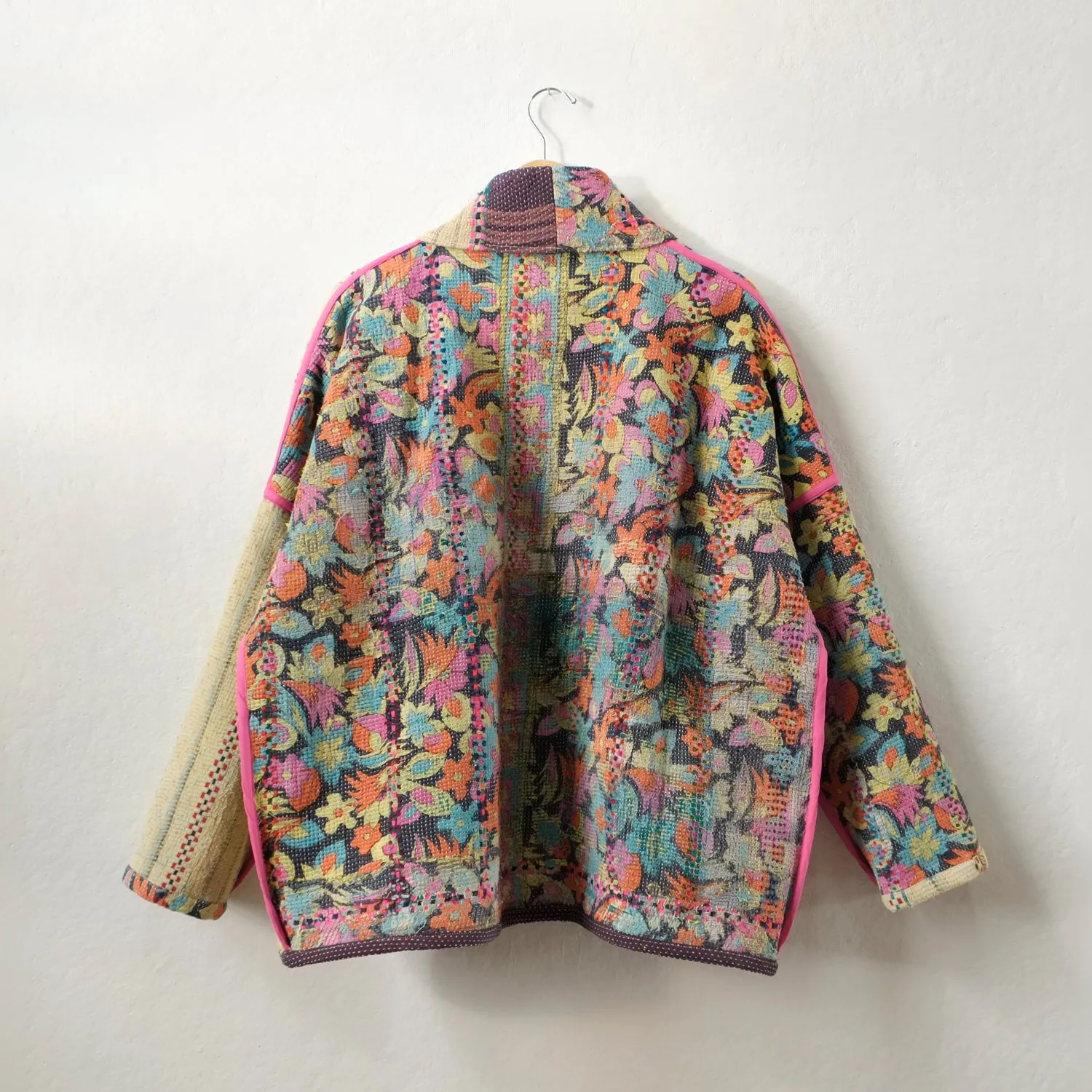 S Pale yellow with magenta florals Anoushka Jacket LM088