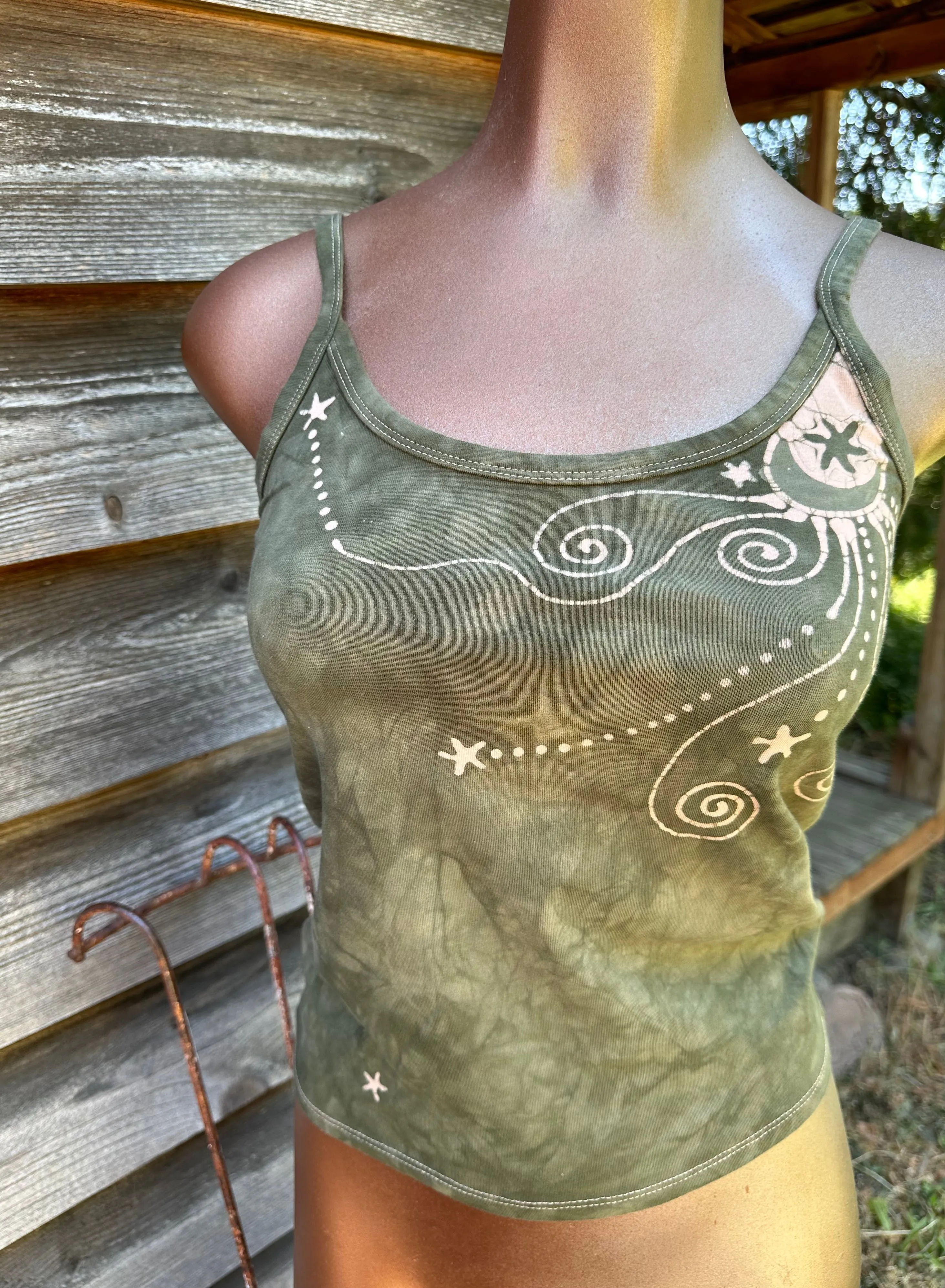 Sage Moon Hand Painted Batikwalla Tank Top