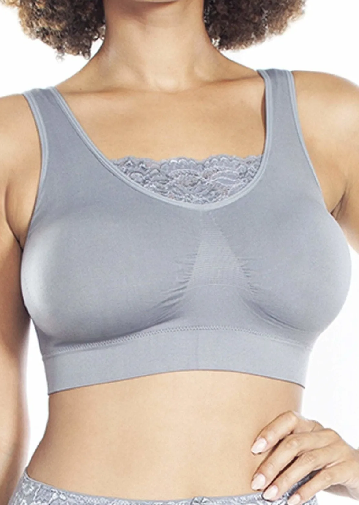 Seamless Bra with Lace Inset