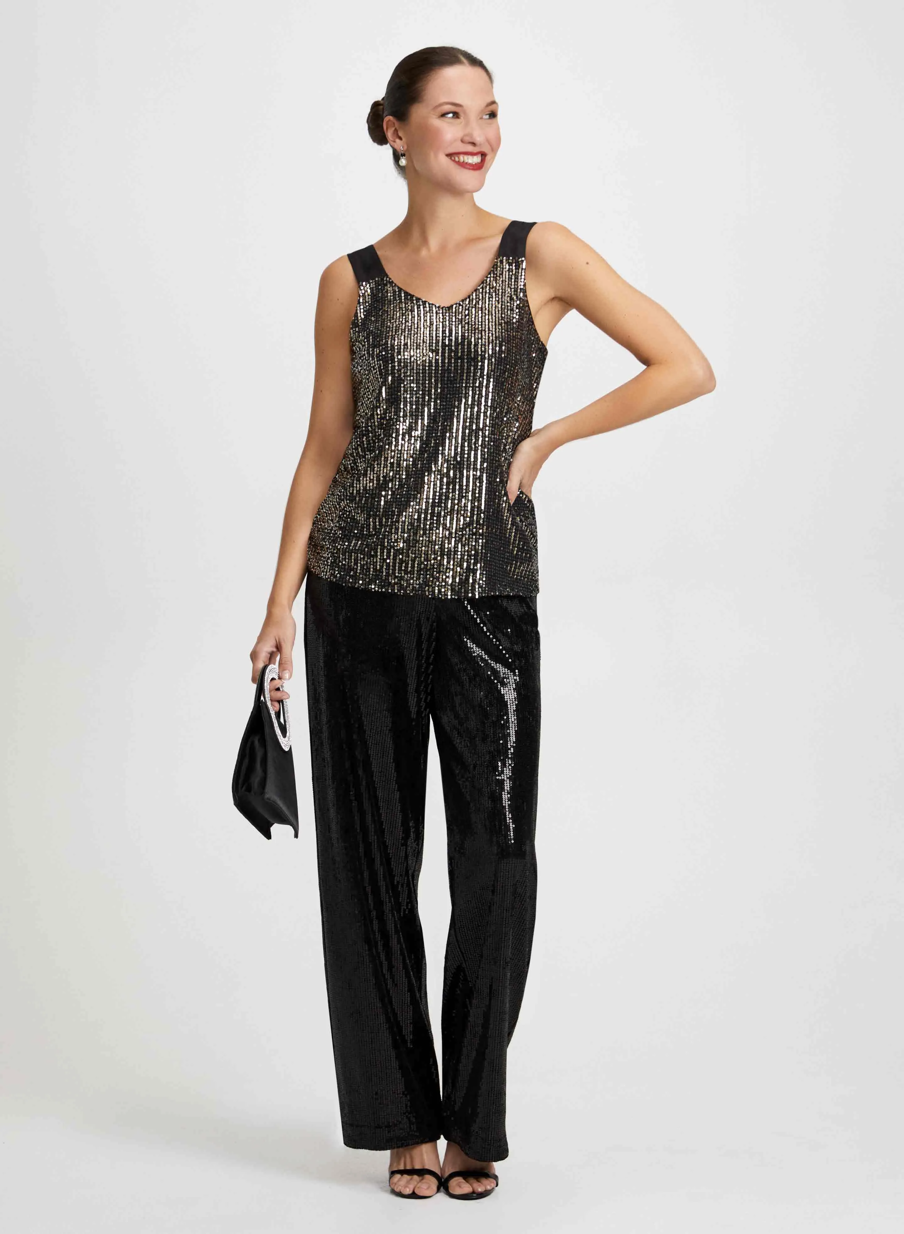 Sequin Cami & Wide Leg Pants