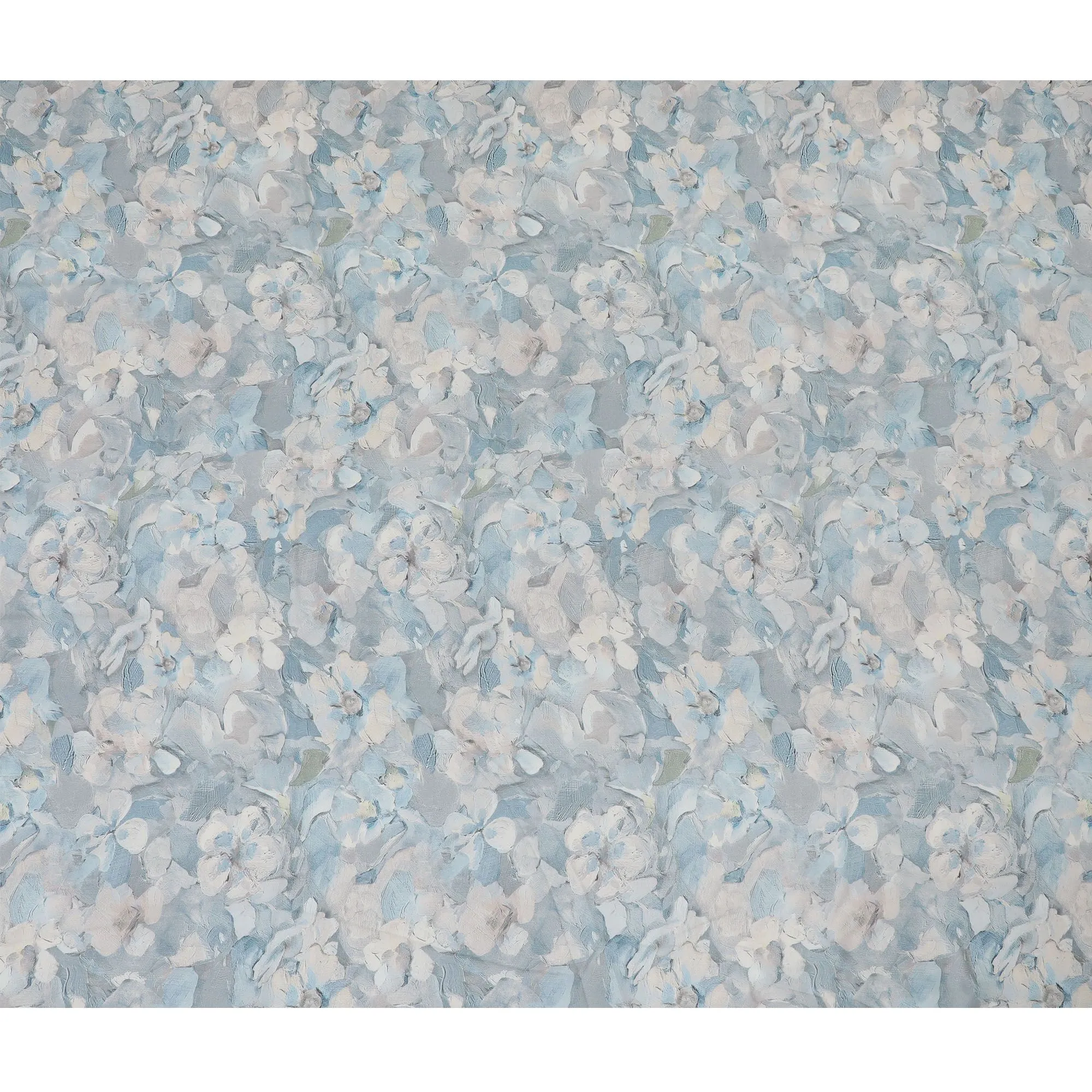 Serenity Blue Floral Viscose Crepe Fabric - 110cm Wide, Soothing Design, Shop Online-D18107