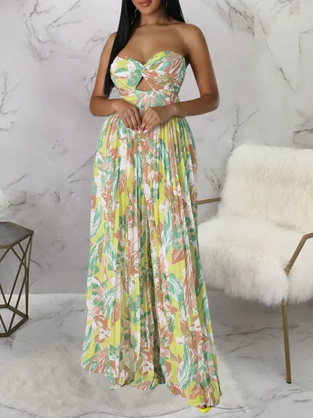 Sexy backless printed jumpsuit