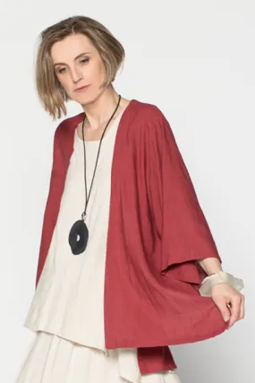 Short Kimono Jacket in Raspberry Papyrus